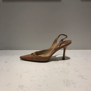 Jimmy Choo Tan Napa Eclair Cut Out Slingback Pumps